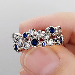 Hollow Brass Pave Cubic Zirconia Finger Rings&nbsp;FS-WG3B071-05
