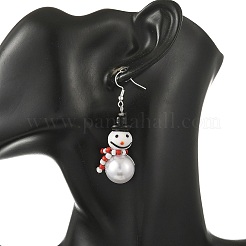 Christmas Handmade Lampwork Dangle Earrings&nbsp;EJEW-JE07516-02