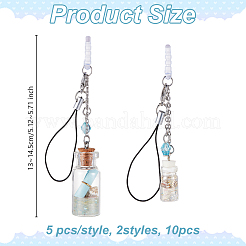 10Pcs 5 Style Resin Mobile Straps&nbsp;HJEW-OC00048
