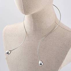 304 Stainless Steel Open Teardrop Choker Necklaces for Women&nbsp;NJEW-C068-01P