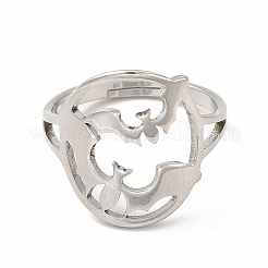 変色しない304ステンレススチールバット調節可能な女性用リング  ステンレス鋼色  usサイズ6（16.5mm）&nbsp;RJEW-B027-04P