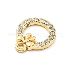 合金ラインストーンペンダント  UVメッキ  クリスマスリース  ゴールドカラー  17x14x2mm  穴：1.6mm&nbsp;FIND-U026-20G