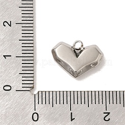 304ステンレススチールチャーム  ハートチャーム  ステンレス鋼色  11x15x4mm  穴：1.6mm&nbsp;STAS-S131-06P