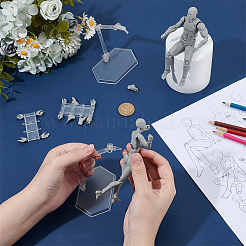 2個 2スタイル PVC 人物画モデルフィギュア フィギュアセット  スケッチに最適  絵画  お絵かき  アーティスト  グレー  133x38.5x17.5mm&nbsp;DJEW-OC0003-92