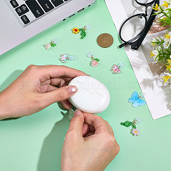 8 個のプラスチックモバイル防塵プラグ  蝶の花のガラスとアクリルのチャーム付き  ミックスカラー  26~31mm&nbsp;HJEW-BM00003