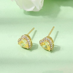 Brass Micro Pave Cubic Zirconia Stud Earrings&nbsp;EJEW-G471-17G