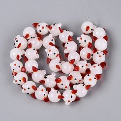 手作りランプワークビーズ  犬  ファイヤーブリック  16~18x16~22x15~17mm  穴：0.9~2mm&nbsp;LAMP-Q039-11C