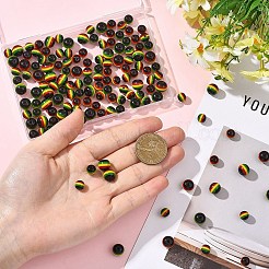 150Pcs 2 Styles Ghana Jamaica Reggae Stripe Resin Beads&nbsp;RESI-YW0005-53