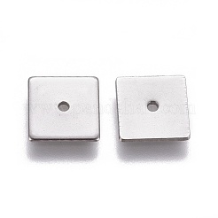 変色しない304ステンレススチールスペーサービーズ  正方形  ステンレス鋼色  8x8x0.7mm  穴：1.2mm&nbsp;STAS-G200-03B-P