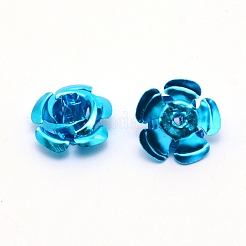アルミフラワービーズ  ディープスカイブルー  14x14x7.5mm  穴：1.5mm  950個/袋&nbsp;FALUM-WH0001-01A