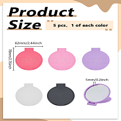 5色のプラスチックミラー5個  フラットラウンド  ガラス鏡面付き  ミックスカラー  7x6.2x0.5cm  1pc /カラー&nbsp;AJEW-LP0012-14