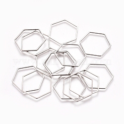 ステンレス鋼の連結リング  ジュエリー作りのための  六角  ステンレス鋼色  19.5x22x0.8mm  内径：18x20.5mm&nbsp;STAS-TAC0002-21-01P