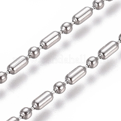 変色しない304ステンレススチールボールチェーン  ステンレス鋼色  コラム：3x1.6mm  ボール：1.6mm&nbsp;CHS-L024-025F