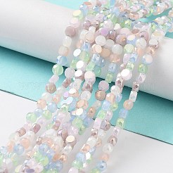 電気メッキガラスビーズ  多面カット  フラットラウンド  ミックスカラー  4x2.5mm  穴：0.9mm  約100~104個/連  14.17''~14.96''（36~38センチメートル）&nbsp;EGLA-P056-01
