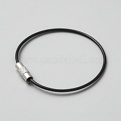 PVCワイヤーコード付き炭素鋼  安全荷上げコード  プラチナ  ブラック  155x1.5mm&nbsp;AJEW-WH0314-897B