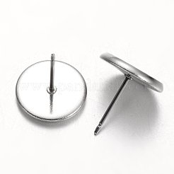 フラットラウンド304ステンレススチールスタッドピアスセッティング100個  ステンレス鋼色  12mm  ピン：0.7mm  100pc&nbsp;STAS-TAG0001-14
