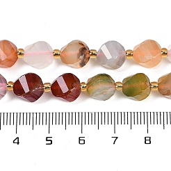 天然石瑪瑙ビーズ連売り  シードビーズで  多面カット  ツイスト  8.5~9x7mm  穴：1mm  約35~40個/連  15.43~15.47''（39.2~39.3センチメートル）&nbsp;G-L579-06A