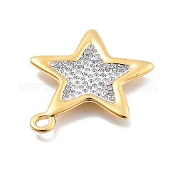 304ステンレススチールポリマークレイラインストーンペンダント  真空めっき  スター  27.5x24x3mm  穴：2mm&nbsp;RESI-R155-012G-01