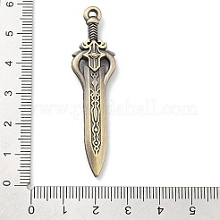 チベット風合金ビッグサイズペンダントトップ  刀の形  アンティークブロンズ  56x14x5.5mm  穴：1.4mm&nbsp;PALLOY-S031-01