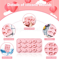 DIY食品グレードシリコンモールド  フォンダン型  DIYケーキデコレーション用  チョコレート  キャンディ  UVレジン＆エポキシ樹脂ジュエリー作り  ピンク  キャンディ  115x203x14mm  内径：20~30x27~43mm&nbsp;SIL-CJC0015-10C