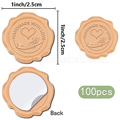 粘着ワックスシーリングステッカー100枚  封筒シール装飾  クラフトスクラップブックDIYギフト用  ヤシ  30mm&nbsp;DIY-CP0011-01D