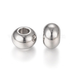 変色しにくい201ステンレススチールヨーロピアンビーズ  大穴ビーズ  ロンデル  ステンレス鋼色  9.8x6.5mm  穴：4mm&nbsp;STAS-L238-008P