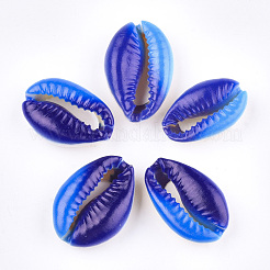 プリントカウリーシェルビーズ  穴なし/ドリルなし  ミックスカラー  20~25x13~17x7~8mm&nbsp;SSHEL-T007-14