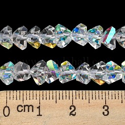 電気メッキガラスビーズセット  ABカラー  多面カット  三角形  クリアAB  5x8x7.5mm  穴：1.2mm  約94個/連  16.34インチ（41.5cm）&nbsp;EGLA-C003-03
