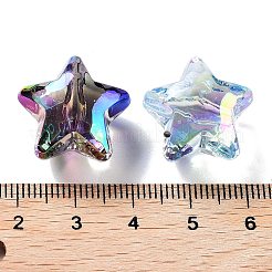 UVメッキ透明アクリルビーズ  虹色の  スター  ミックスカラー  18x19.5x12mm  穴：2mm&nbsp;MACR-K356-07