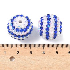 ストライプ樹脂ラインストーンビーズ  フーセンガム風ラウンドビーズ  アクリルと  ブルー  20mm  穴：2mm&nbsp;OACR-A037-01B