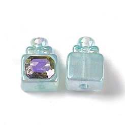 UVメッキレインボー虹色アクリルビーズ  グリッターパウダー付き  香水瓶  ミックスカラー  18x13x11mm  穴：3.5mm&nbsp;PACR-M003-14