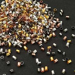 1000 個 5 色の真鍮つぶし玉  チューブ  ミックスカラー  2x2mm  穴：1.5mm  200個/カラー&nbsp;KK-YW0002-19