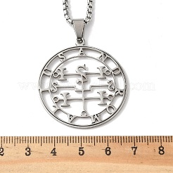 201 Stainless Steel Hollow Cut Demon Seal Sigil Pendant Necklaces&nbsp;LS-NJEW-H065-25P