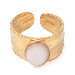 Oval Natural White Jade Finger Rings&nbsp;RJEW-Z057-12G-07
