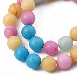 Round Natural White Jade Beaded Stretch Charm Bracelets Sets&nbsp;BJEW-JB05428
