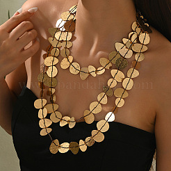 Alloy Textured Disc 3 Layer Necklaces for Women&nbsp;WGD8812-01