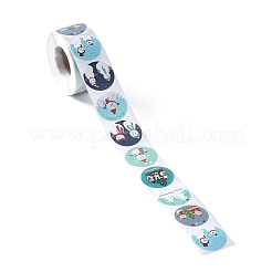 8 Patterns Snowman Round Dot Self Adhesive Paper Stickers Roll&nbsp;X-DIY-A042-01I