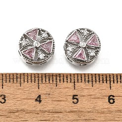 真鍮のガラスビーズ  カドミウムフリー＆ニッケルフリー＆鉛フリー  フラットラウンド  プラチナメッキ  10.5x4.5mm  穴：1.6mm&nbsp;KK-M318-09P