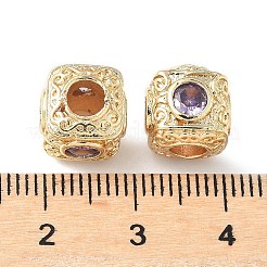 Brass Cubic Lilac Zirconia European Beads&nbsp;KK-A254-13G-02