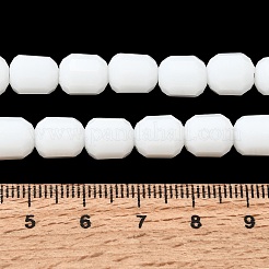 不透明な円柱状のガラスビーズの連  多面カット  ホワイト  9x7.5~8mm  穴：1.5mm  約60個/連  21.26''（54センチメートル）&nbsp;EGLA-A043-02-UP02