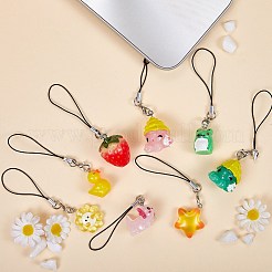 携帯ストラップ樹脂  混合図形  ミックスカラー  8.5~9.6cm&nbsp;HJEW-SW00072