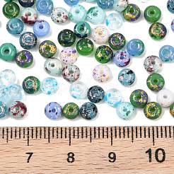 ピカソガラスシードビーズ  ラウンド  グリーン  4x2mm  穴：1mm  約160個/袋&nbsp;GL-CBAB80E-03A