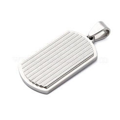 304ステンレスペンダント  長方形チャーム  ステンレス鋼色  37x20x3.5mm  穴：7x4.5mm&nbsp;STAS-U043-10P