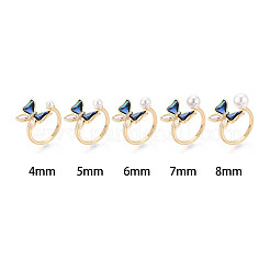 Butterfly Brass Micro Pave Clear Cubic Zirconia & Abalone Shell Cuff Rings Setting&nbsp;KK-T079-41G