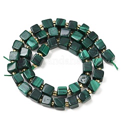 天然石マラカイトビーズ連売り  キューブ  シードビーズで  6~7x6.5~7x6~7mm  穴：0.9mm  約44~45個/連  15.20~15.55''（38.6~39.5センチメートル）&nbsp;G-G053-B25-03