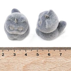 不透明樹脂のペンダント  プラチナトーンの鉄ループ付き  動物のチャーム  グレー  猫の形  27.5x22x25mm  穴：2mm&nbsp;RESI-F064-A13