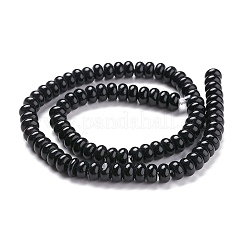 K9ガラスビーズ連売り  k9ガラス  模造ヒスイのガラスビーズ  ロンデル  ブラック  8~8.5x4.5~5mm  穴：1.4mm  約81個/連  15インチ&nbsp;X-GLAA-K039-A12