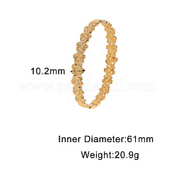 女性用304ステンレススチールヒンジ付きバングル  花  ゴールドカラー  内径：2.40インチ（6.1cm）&nbsp;FS-WGCDA32-02