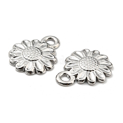 変色しない304ステンレススチールチャーム  花のチャーム  ステンレス鋼色  13.5x10.5x1.5mm  穴：1.4mm&nbsp;LS-STAS-R124-01P