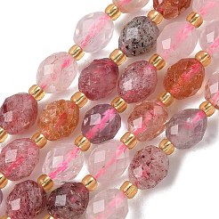 天然石ストロベリークォーツビーズ連売り  多面カット  ライス  シードビーズで  7.5~8x6~7.5mm  穴：0.8~1mm  約36~40個/連  15.55~15.75''（39.5~40センチメートル）&nbsp;G-F809-A04-01